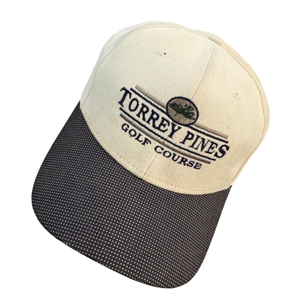 Imperial Torrey Pines Golf Course Hat Mens OSFA Cream Vintage 90s USA Strapback